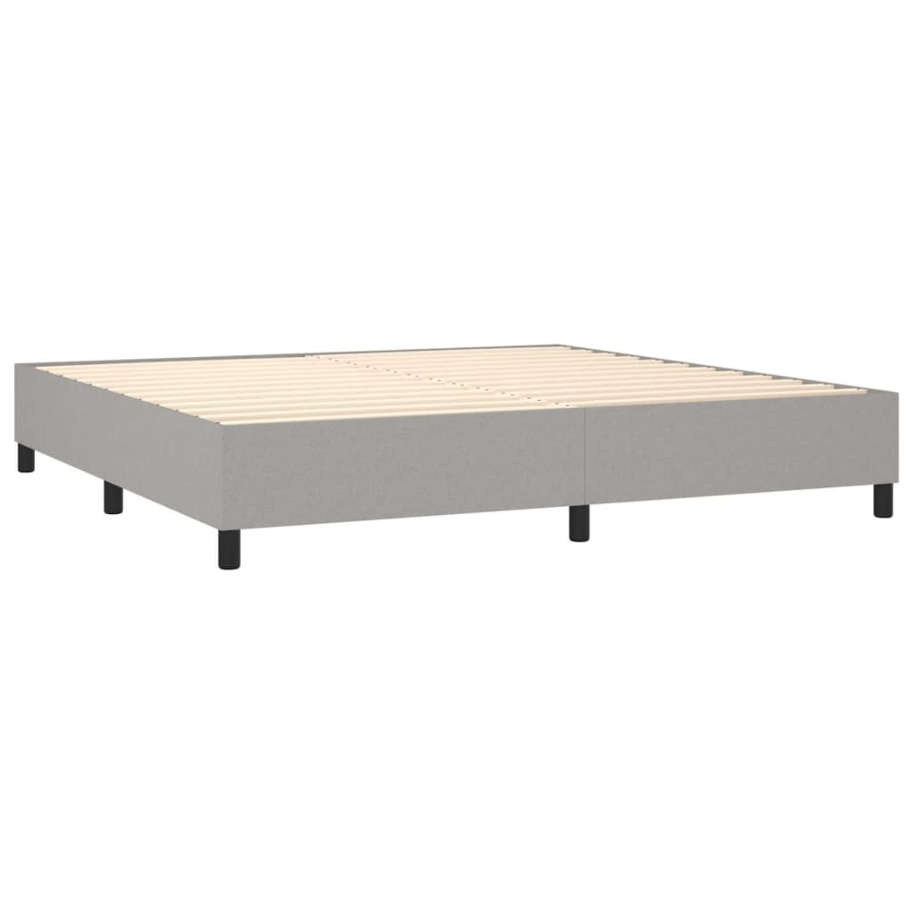 Pat box spring cu saltea, gri deschis, 200x200 cm, textil GartenMobel Dekor