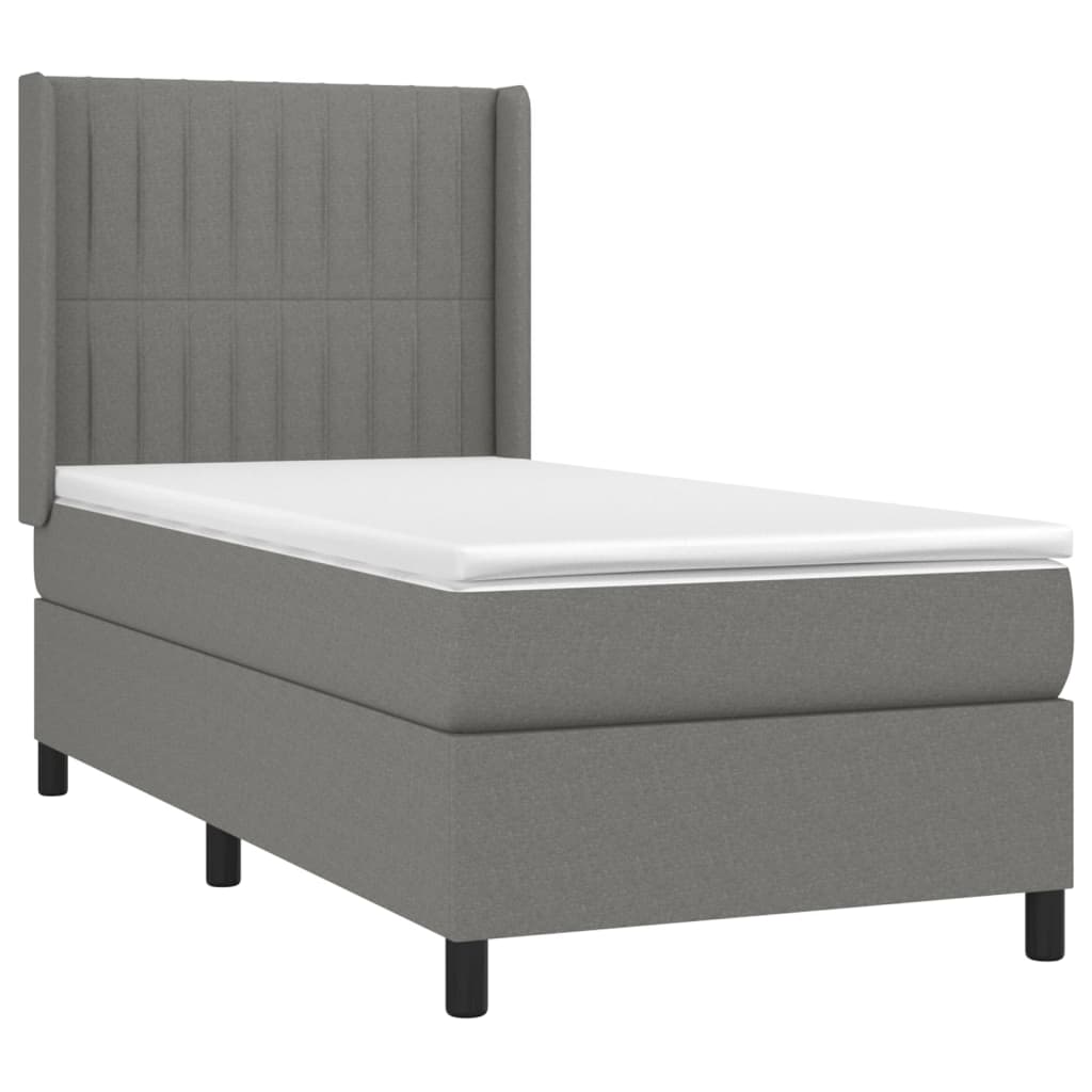 Pat box spring cu saltea, gri închis, 100x200 cm, textil GartenMobel Dekor