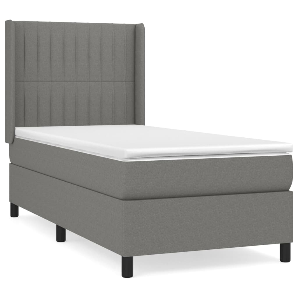 Pat box spring cu saltea, gri închis, 100x200 cm, textil GartenMobel Dekor