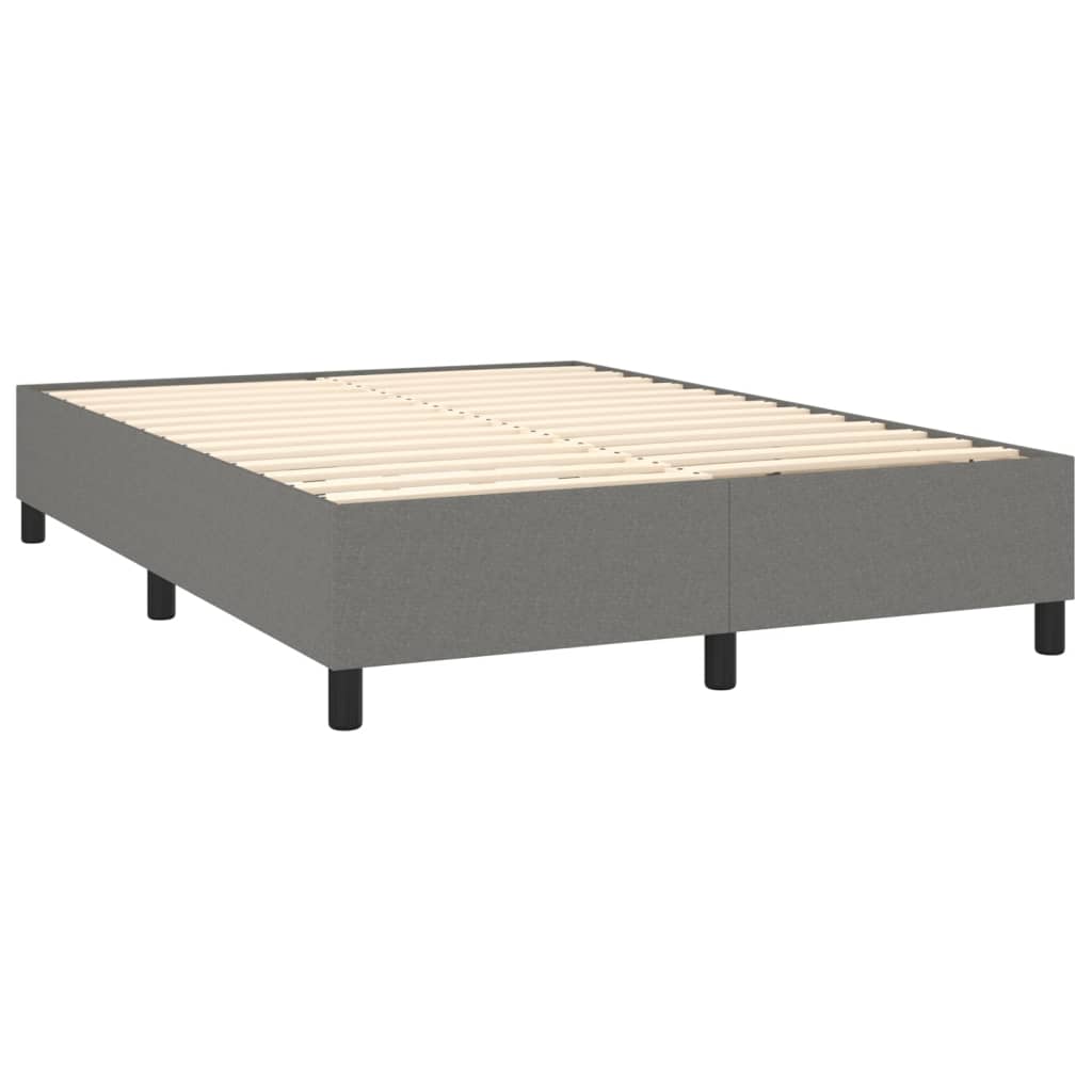 Pat box spring cu saltea, gri închis, 140x190 cm, textil GartenMobel Dekor