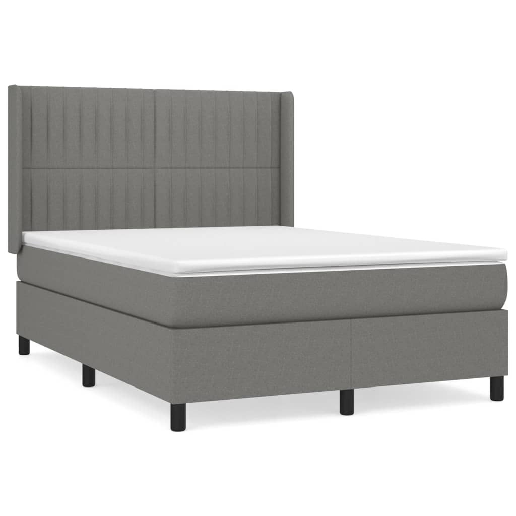 Pat box spring cu saltea, gri închis, 140x190 cm, textil GartenMobel Dekor