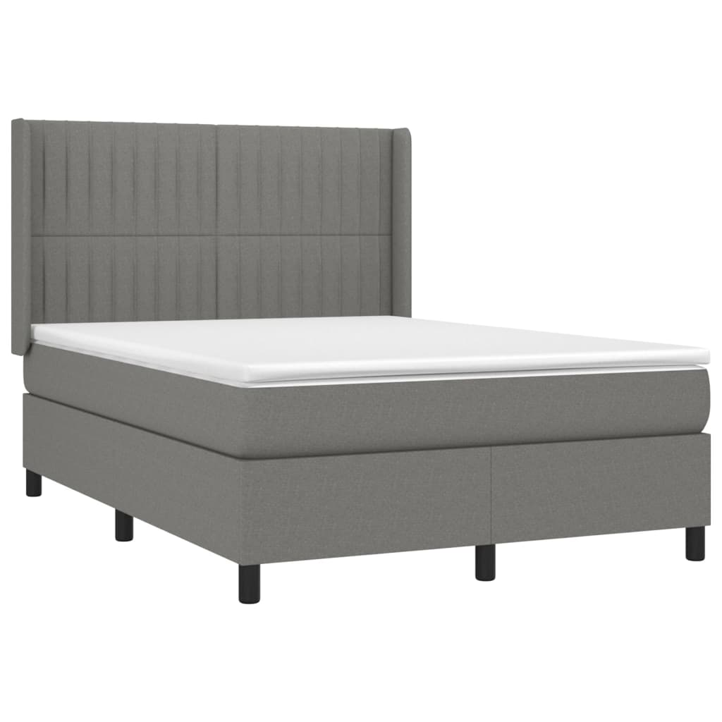 Pat box spring cu saltea, gri închis, 140x190 cm, textil GartenMobel Dekor