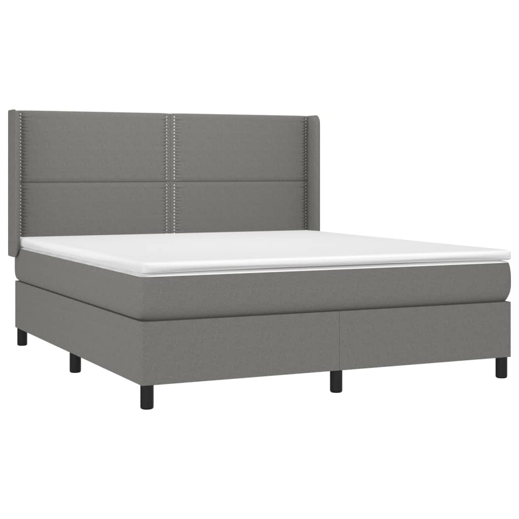 Pat box spring cu saltea, gri închis, 180x200 cm, textil GartenMobel Dekor