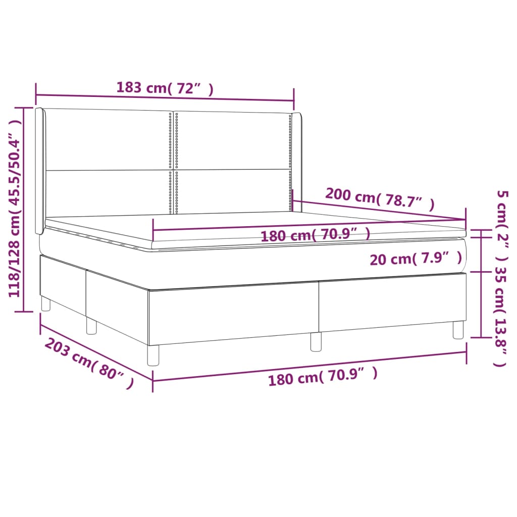 Pat box spring cu saltea, gri închis, 180x200 cm, textil GartenMobel Dekor
