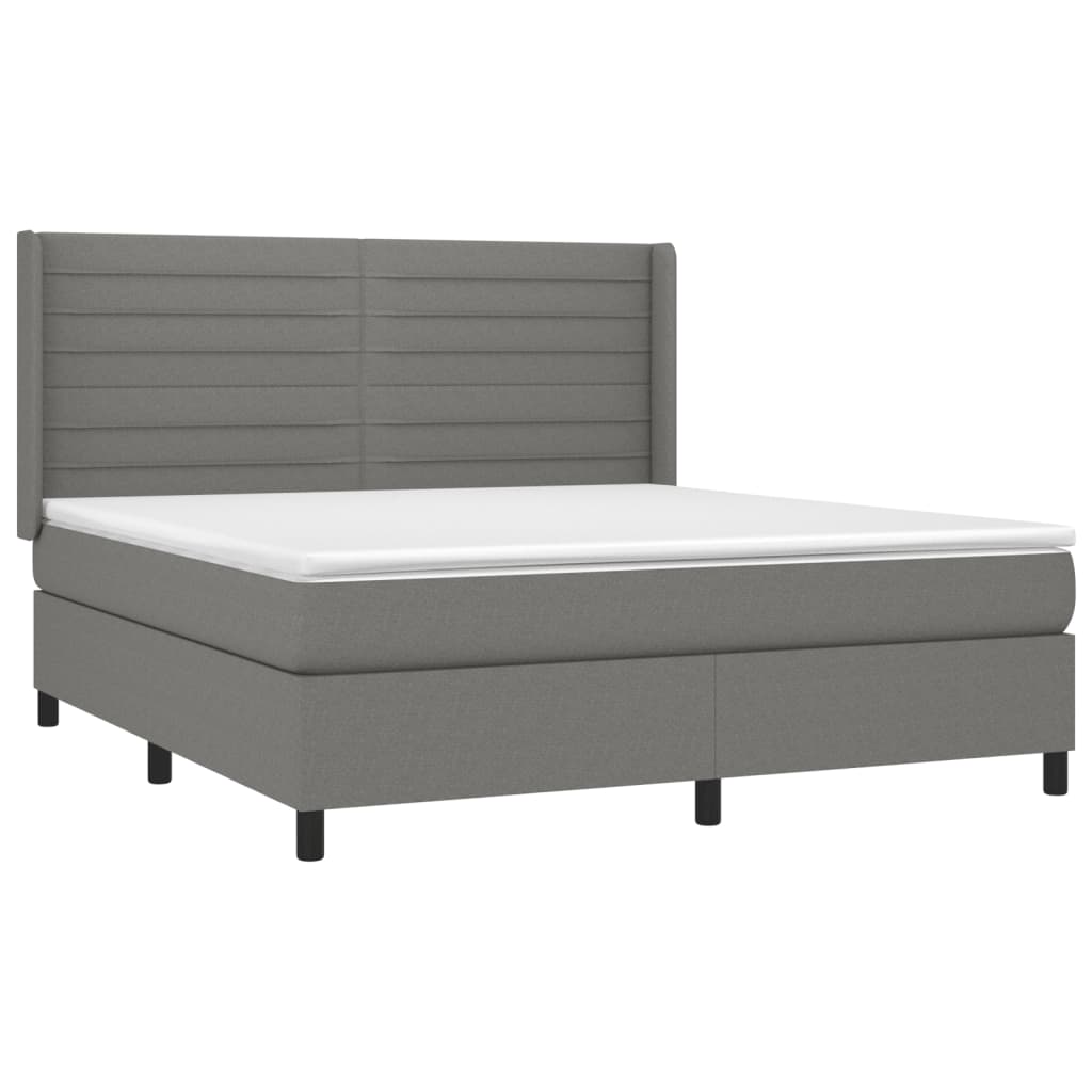 Pat box spring cu saltea, gri închis, 180x200 cm, textil GartenMobel Dekor