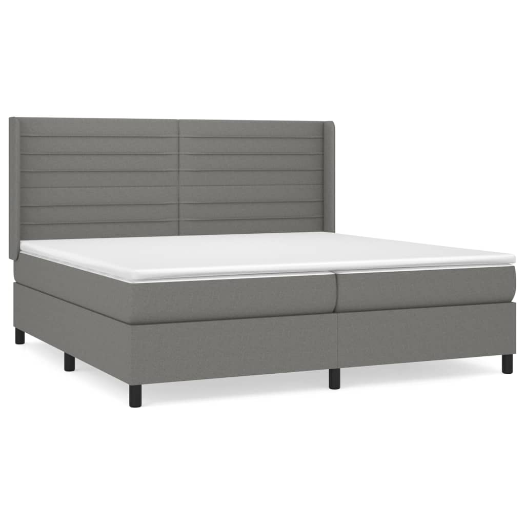 Pat box spring cu saltea, gri închis, 200x200 cm, textil GartenMobel Dekor