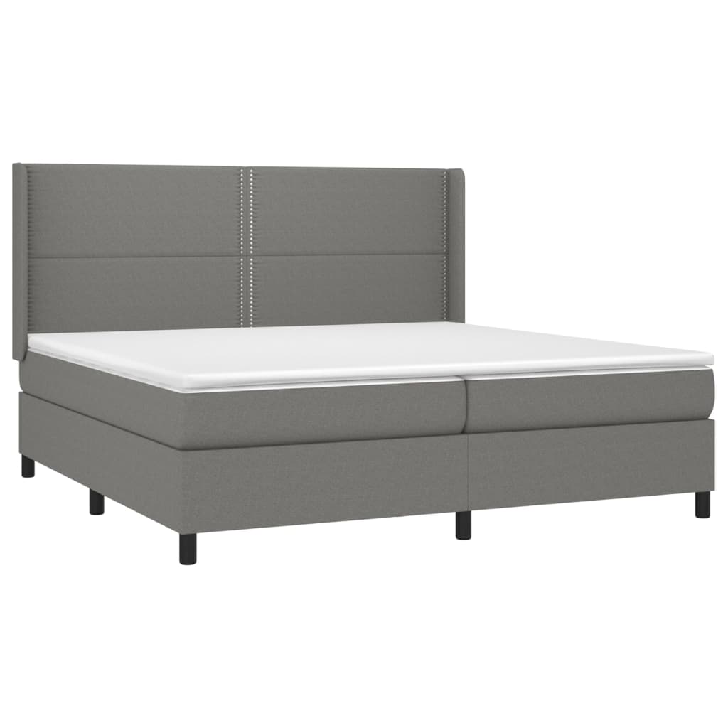 Pat box spring cu saltea, gri închis, 200x200 cm, textil GartenMobel Dekor