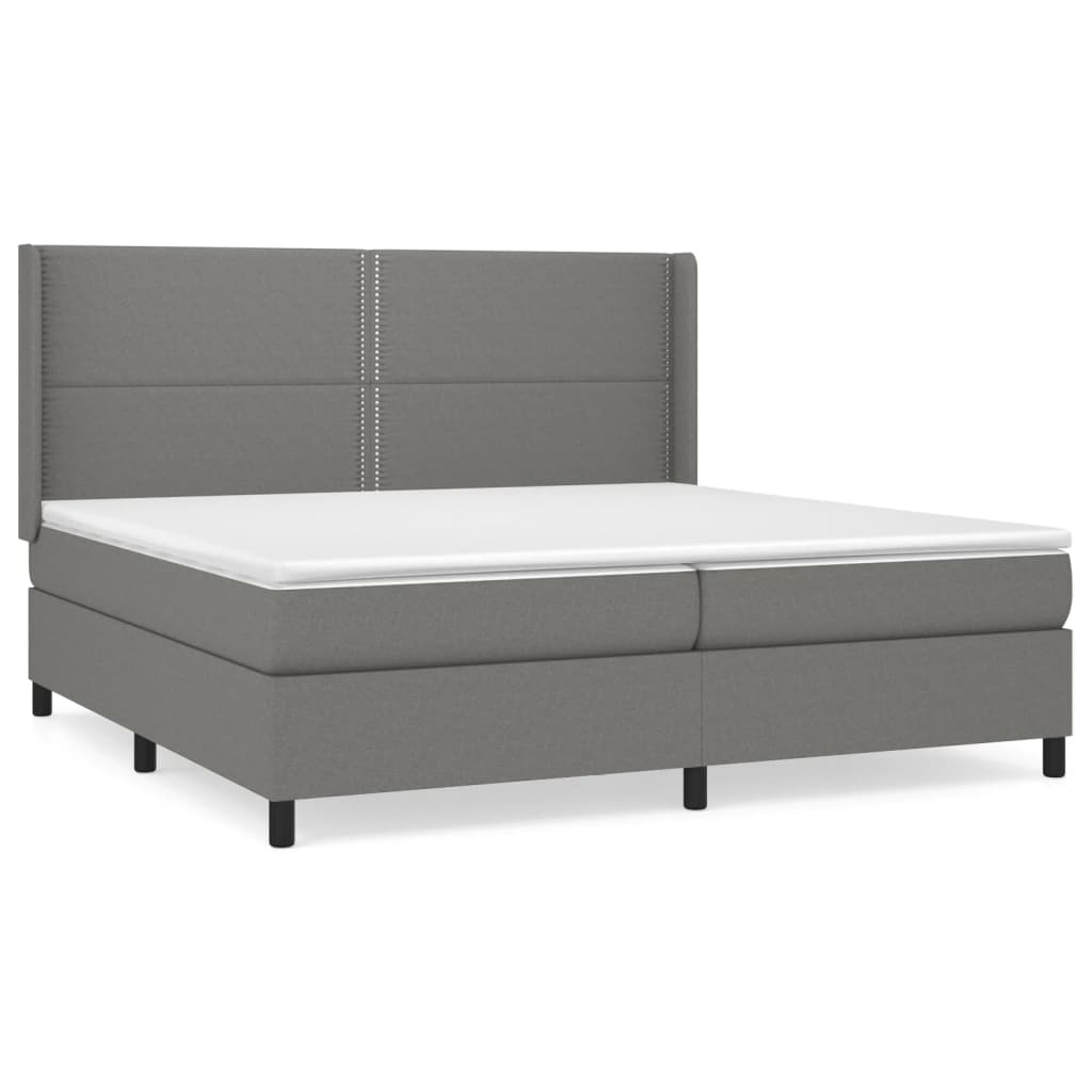 Pat box spring cu saltea, gri închis, 200x200 cm, textil GartenMobel Dekor