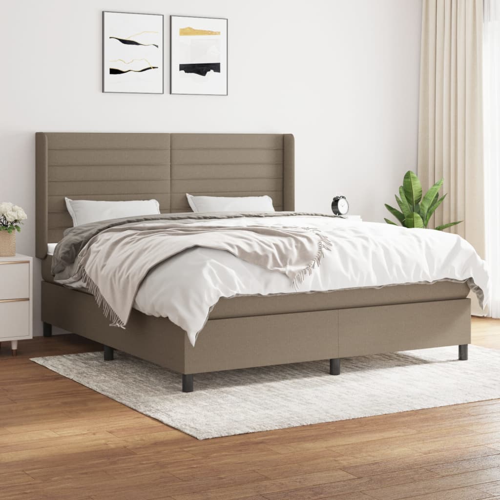 Pat box spring cu saltea, gri taupe, 160x200 cm material textil GartenMobel Dekor
