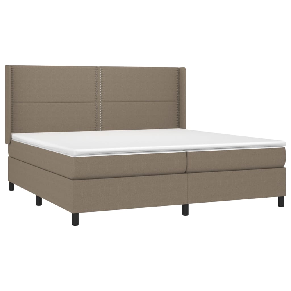 Pat box spring cu saltea, gri taupe, 200x200 cm, textil GartenMobel Dekor