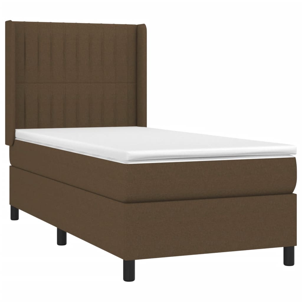 Pat box spring cu saltea, maro închis, 100x200 cm, textil GartenMobel Dekor