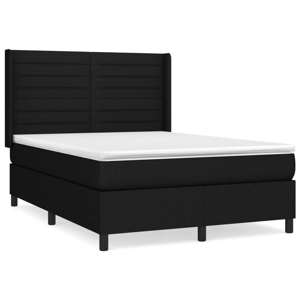 Pat box spring cu saltea, negru, 140x200 cm, textil GartenMobel Dekor
