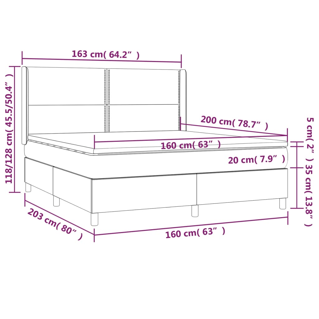 Pat box spring cu saltea, negru, 160x200 cm, textil GartenMobel Dekor