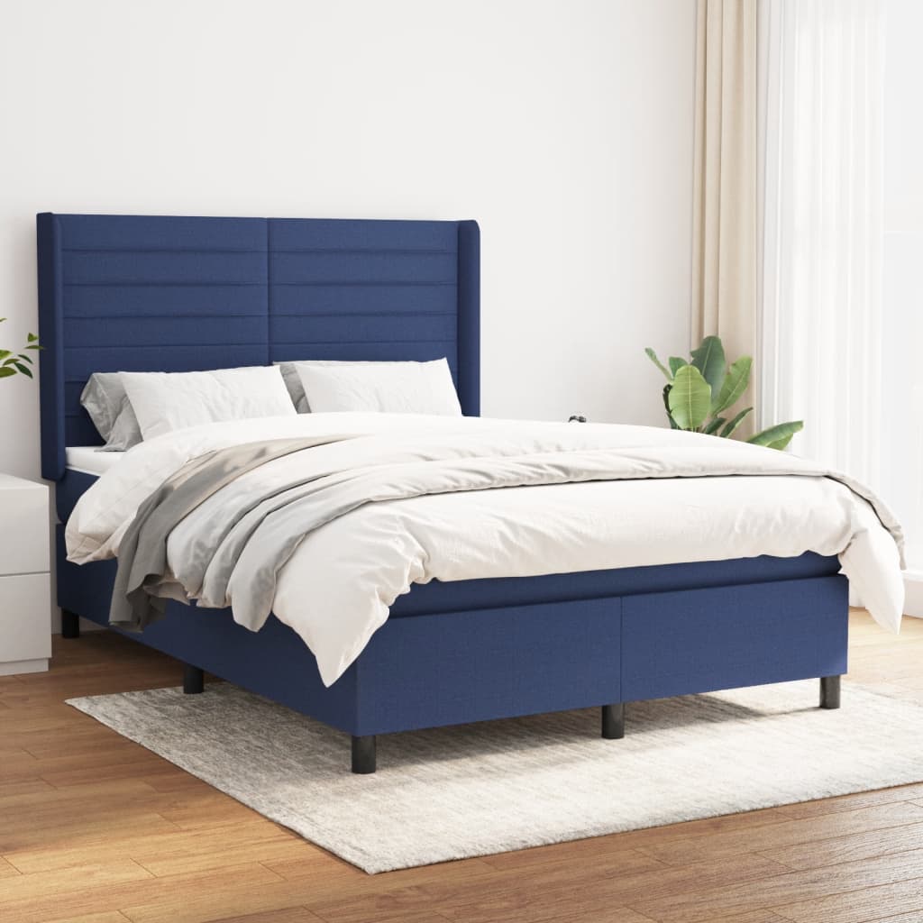 Pat continental cu saltea, albastru, 140x200cm, material textil GartenMobel Dekor