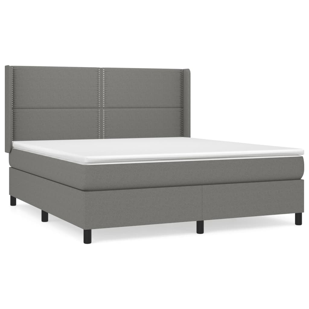 Pat continental cu saltea, gri închis, 160x200 cm, țesătură GartenMobel Dekor