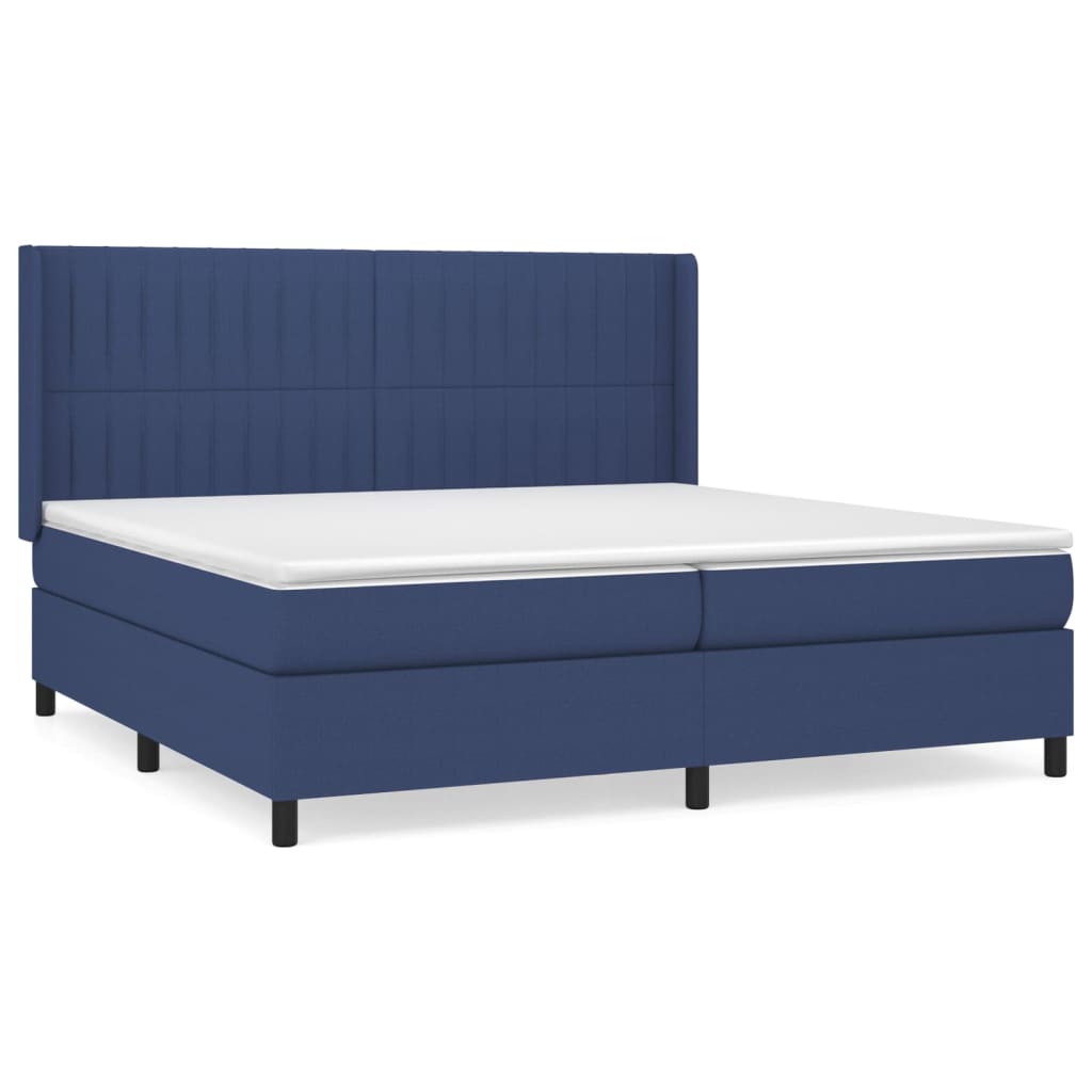Pat box spring cu saltea, albastru, 200x200 cm, textil GartenMobel Dekor