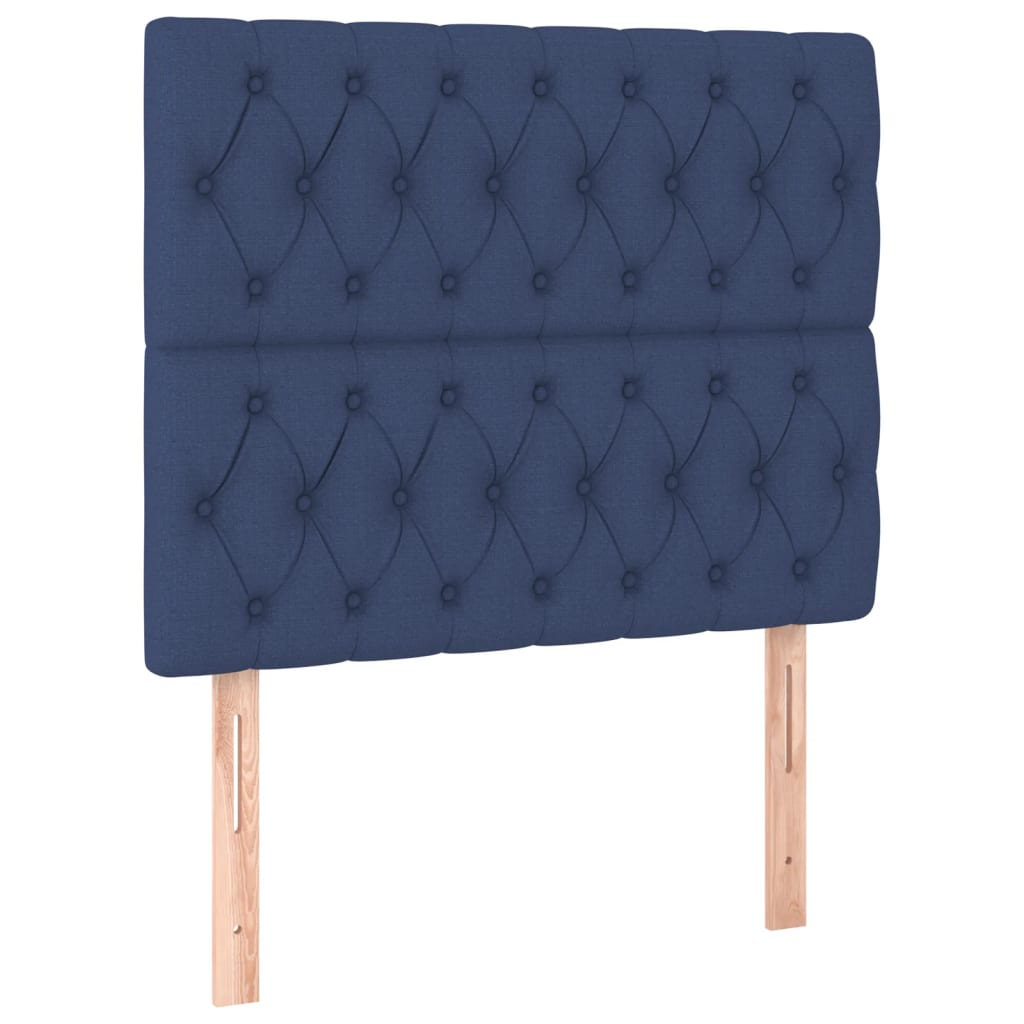 Pat box spring cu saltea, albastru, 90x190 cm, textil GartenMobel Dekor