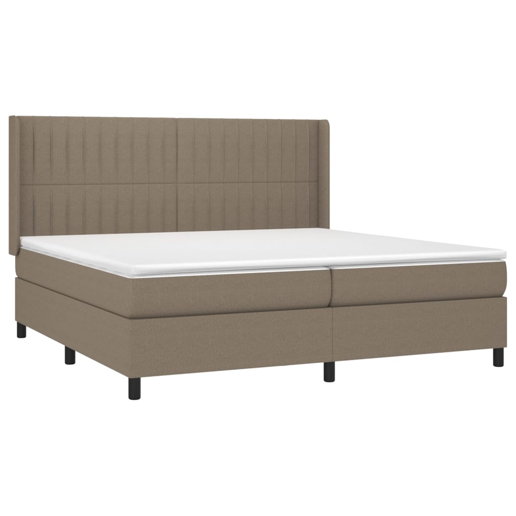 Pat box spring cu saltea, gri taupe, 200x200 cm, textil GartenMobel Dekor