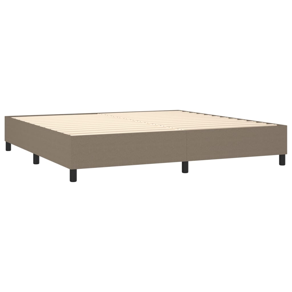 Pat box spring cu saltea, gri taupe, 200x200 cm, textil GartenMobel Dekor