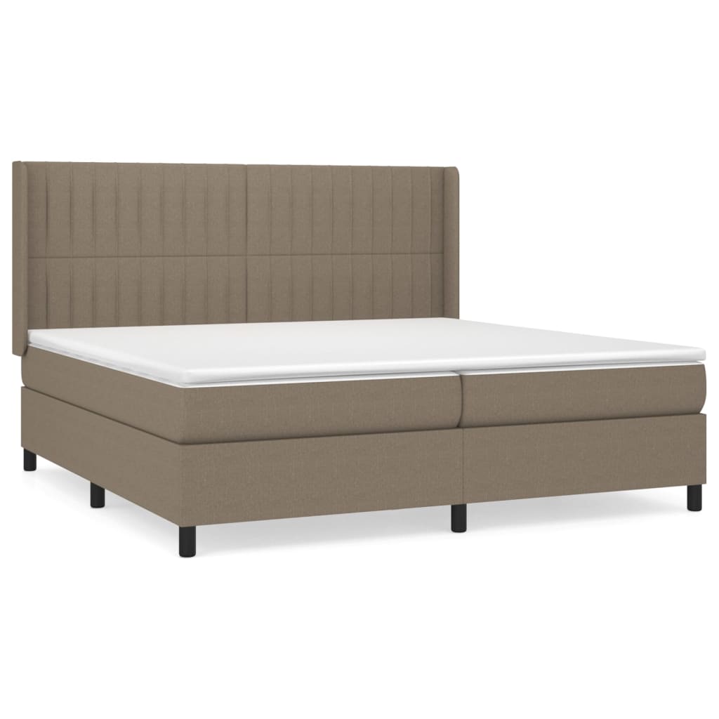Pat box spring cu saltea, gri taupe, 200x200 cm, textil GartenMobel Dekor