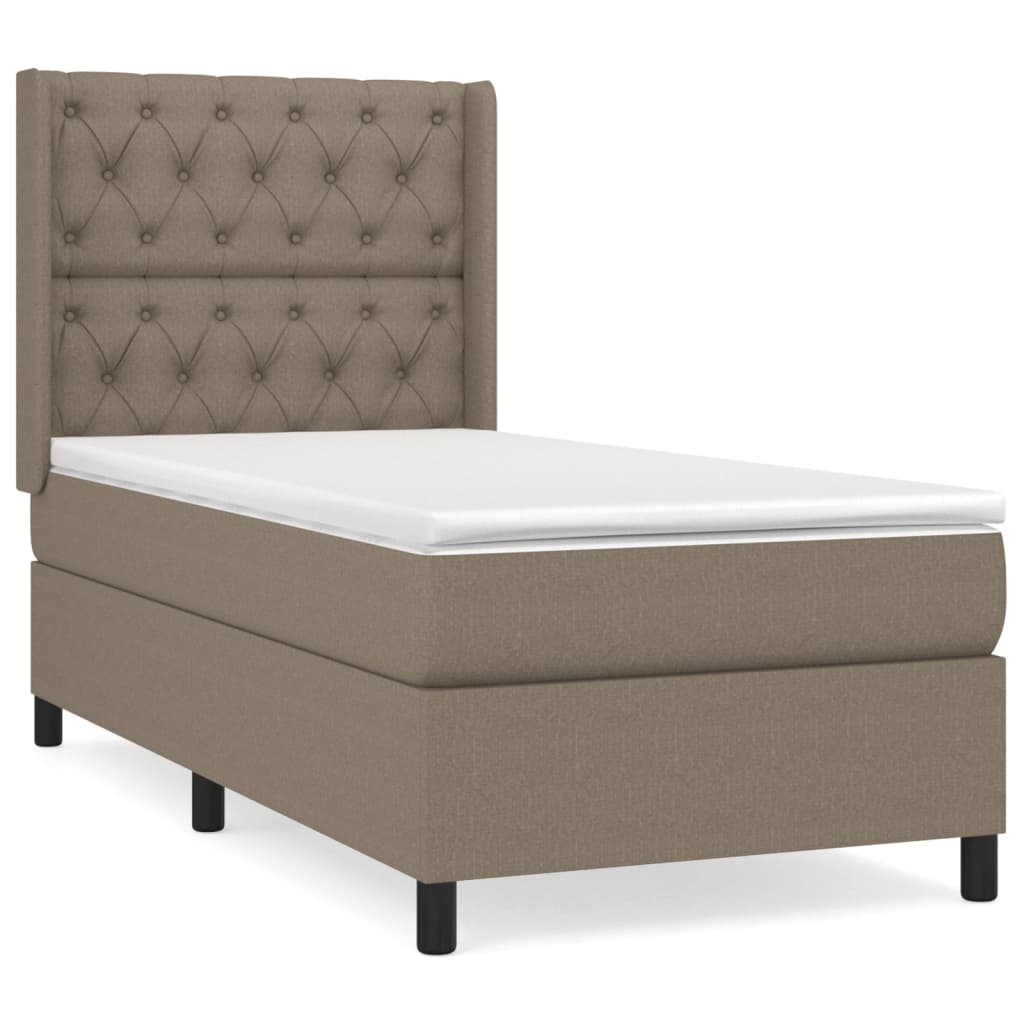 Pat box spring cu saltea, gri taupe, 80x200 cm, textil GartenMobel Dekor