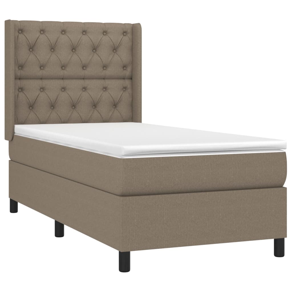 Pat box spring cu saltea, gri taupe, 80x200 cm, textil GartenMobel Dekor