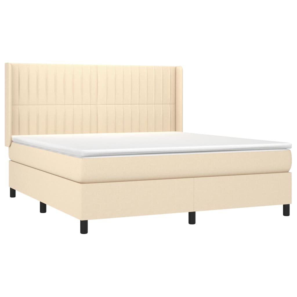 Pat continental cu saltea, crem, 180x200 cm, textil GartenMobel Dekor