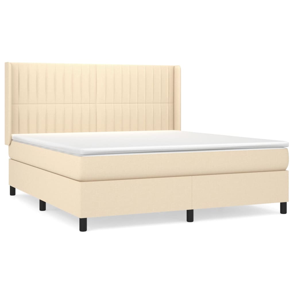 Pat continental cu saltea, crem, 180x200 cm, textil GartenMobel Dekor