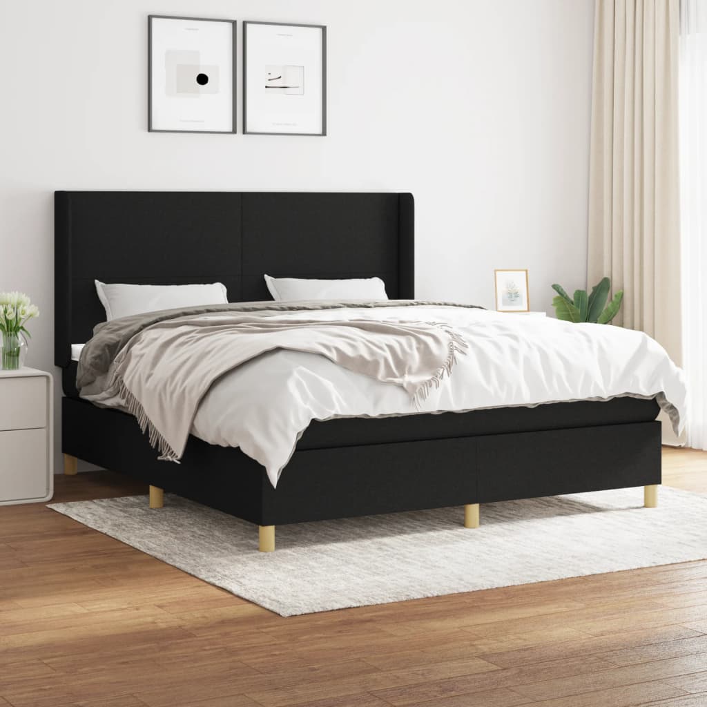 Pat box spring cu saltea, negru, 180x200 cm, catifea GartenMobel Dekor