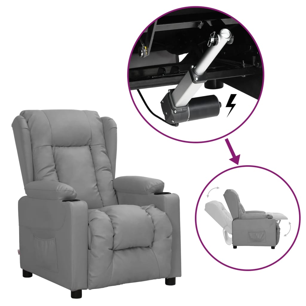 Fotoliu cu ridicare, gri, piele ecologică GartenMobel Dekor