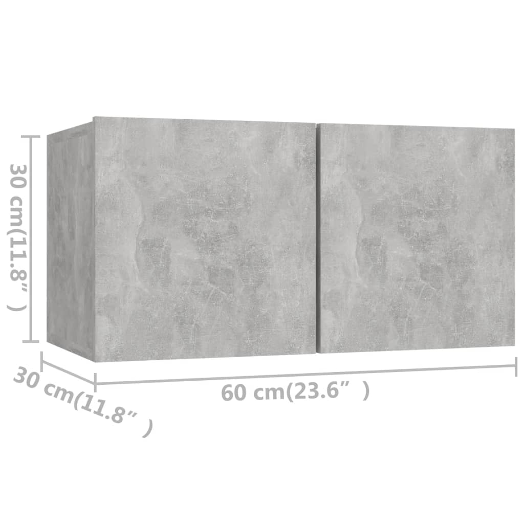 Set de dulapuri TV, 4 piese, gri beton, lemn prelucrat GartenMobel Dekor