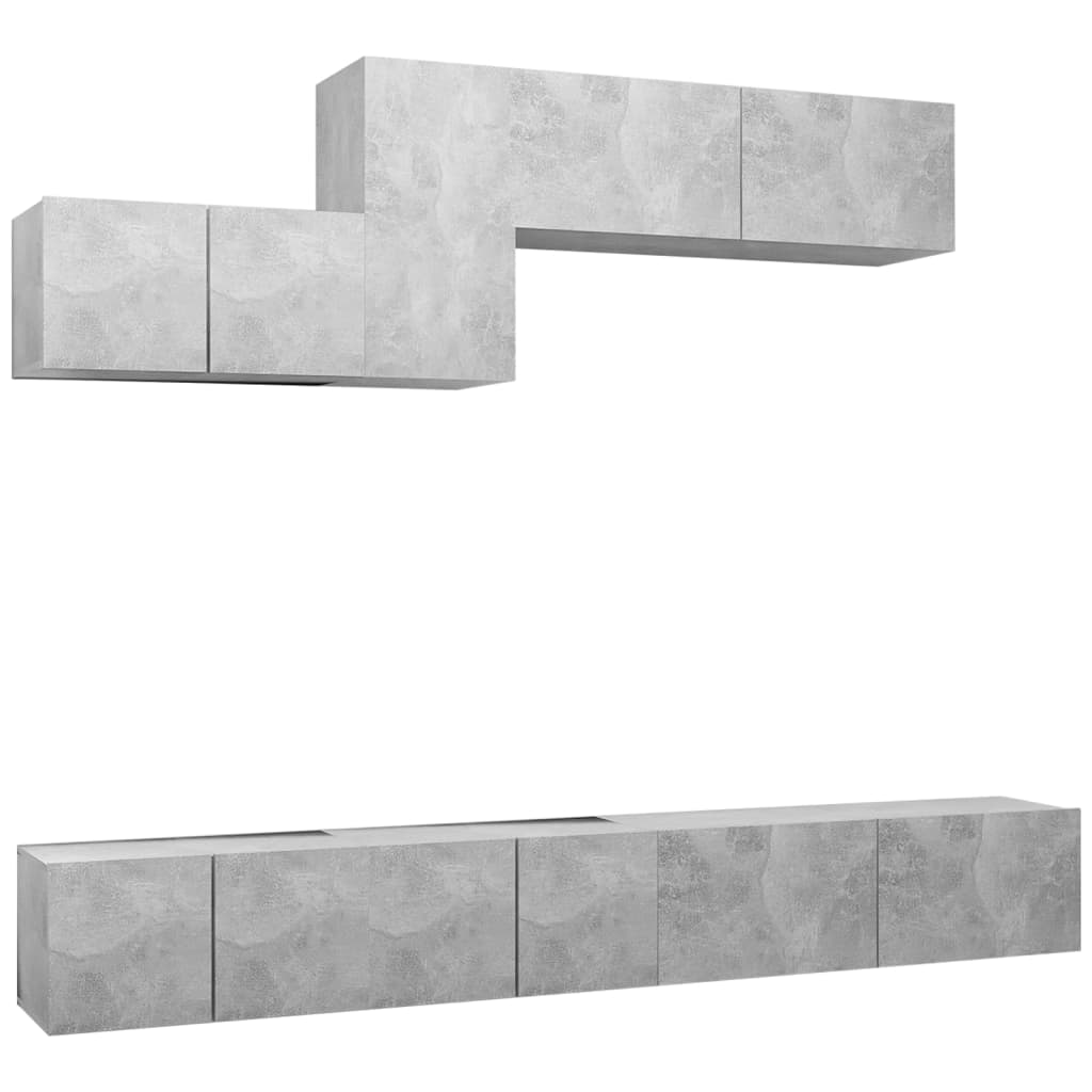 Set de dulapuri TV, 6 piese, gri beton, lemn prelucrat GartenMobel Dekor