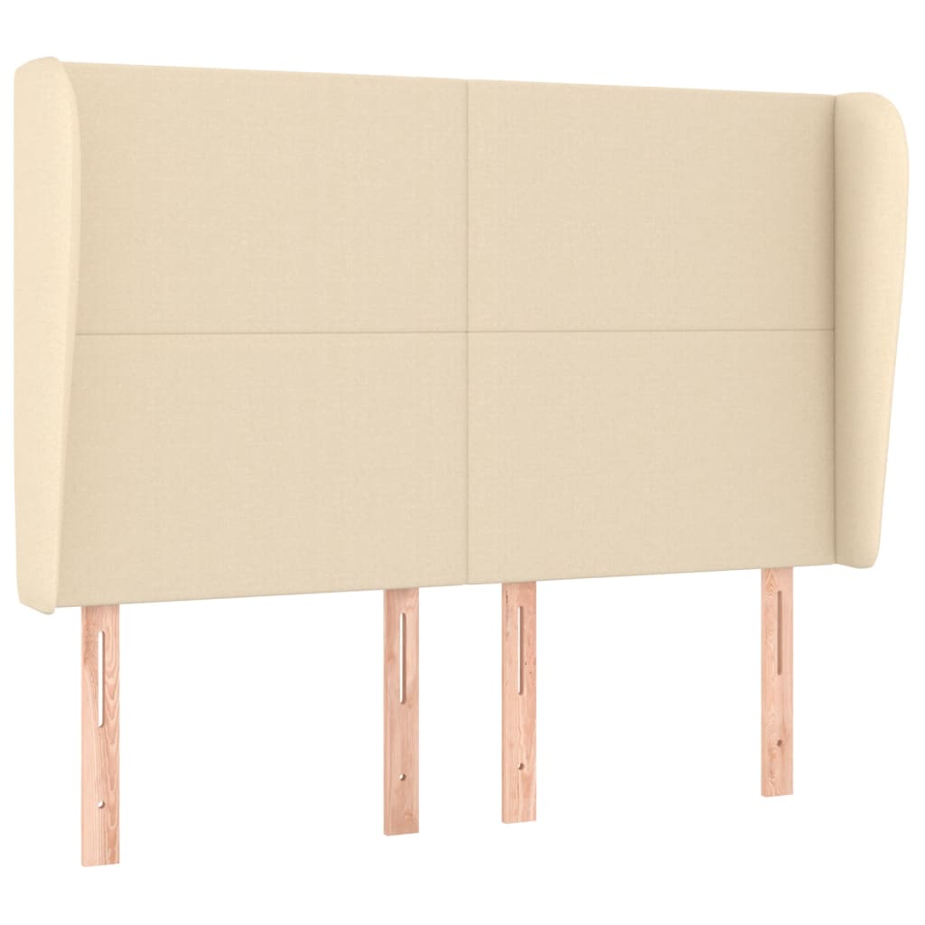 Tăblie de pat cu aripioare, crem, 147x23x118/128 cm, textil GartenMobel Dekor