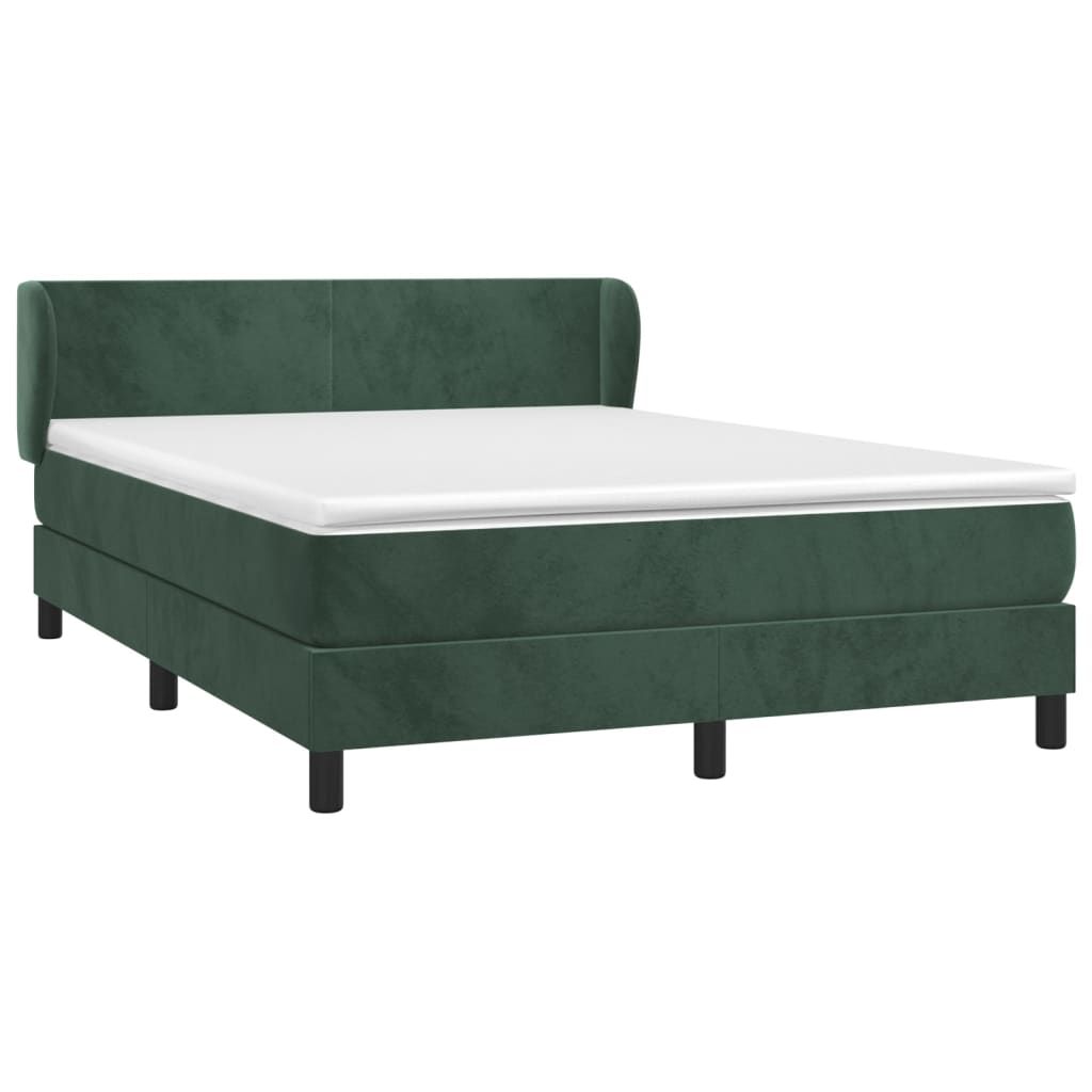 Pat box spring cu saltea, verde închis, 140x190 cm, catifea GartenMobel Dekor