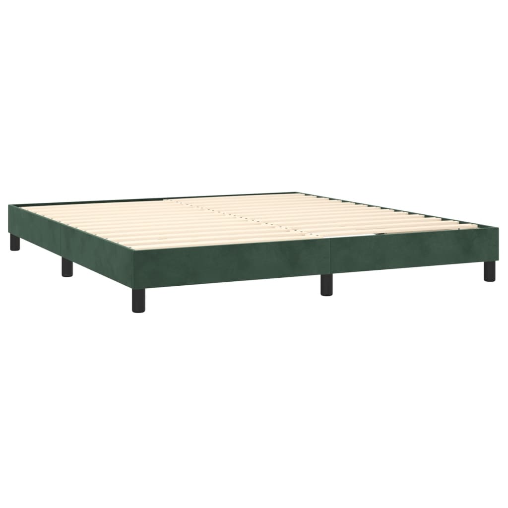 Pat box spring cu saltea, verde închis, 160x200 cm, catifea GartenMobel Dekor