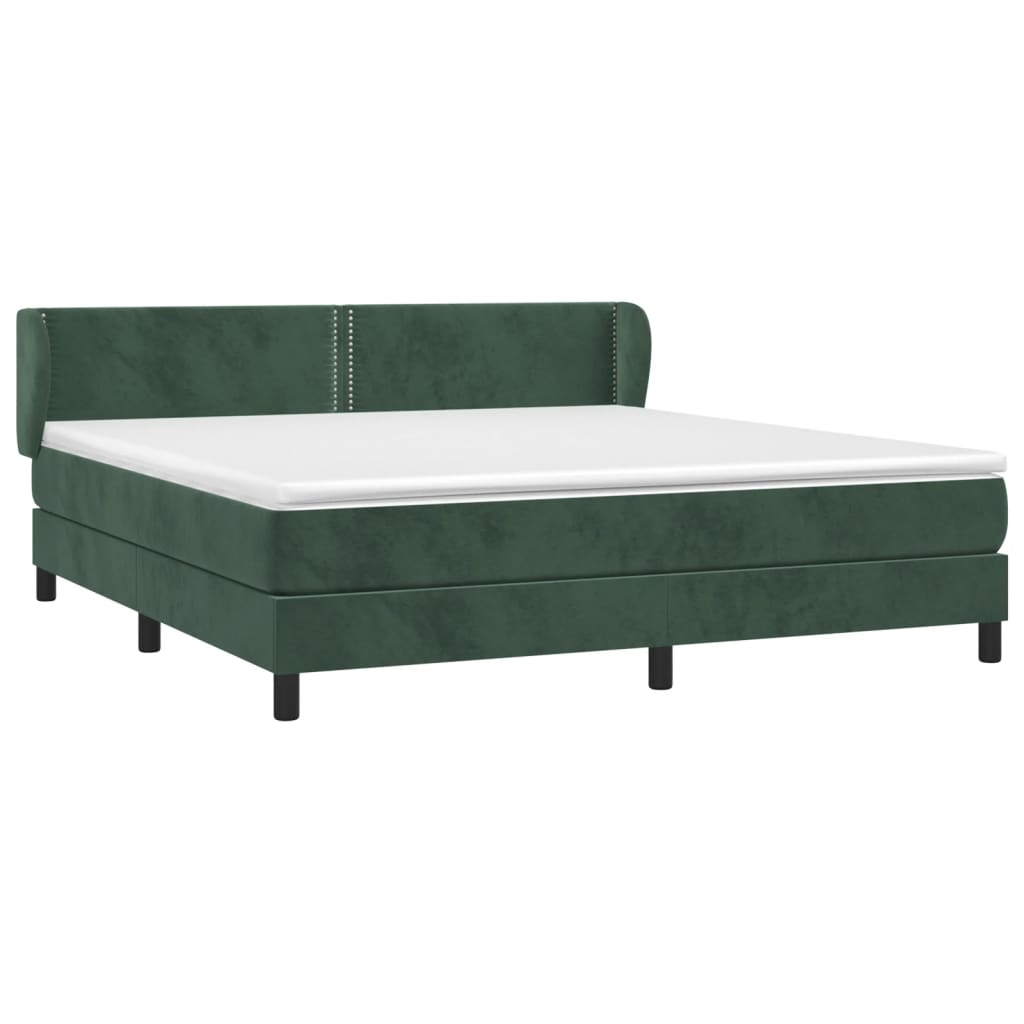 Pat box spring cu saltea, verde închis, 160x200 cm, catifea GartenMobel Dekor