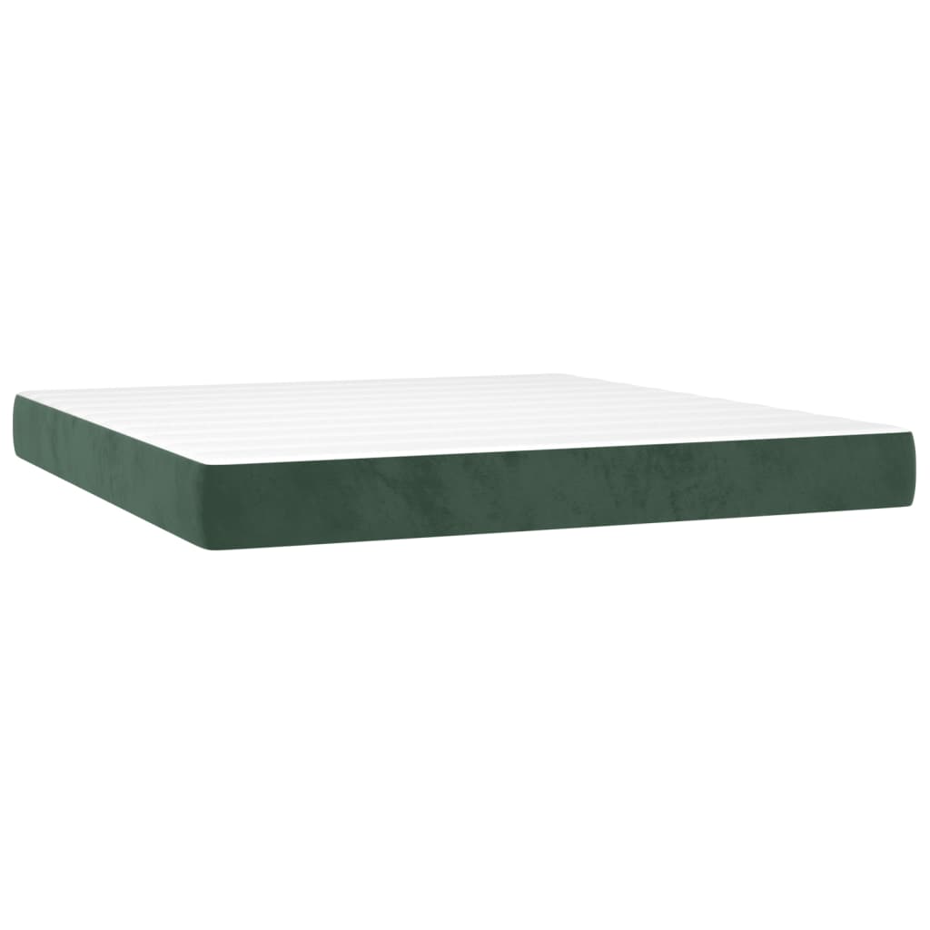Pat box spring cu saltea, verde închis, 160x200 cm, catifea GartenMobel Dekor