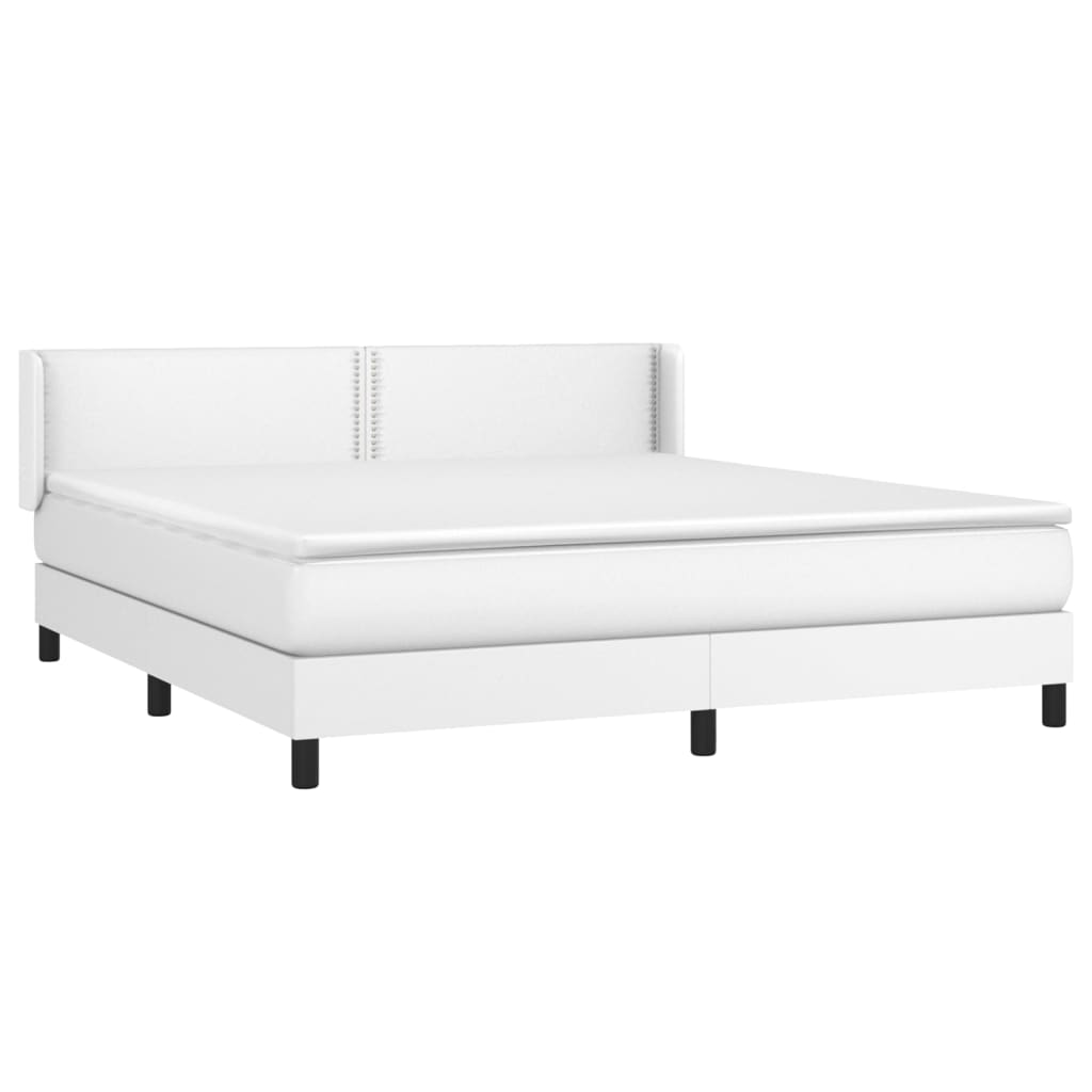Pat box spring cu saltea, alb, 160x200 cm, piele ecologică GartenMobel Dekor