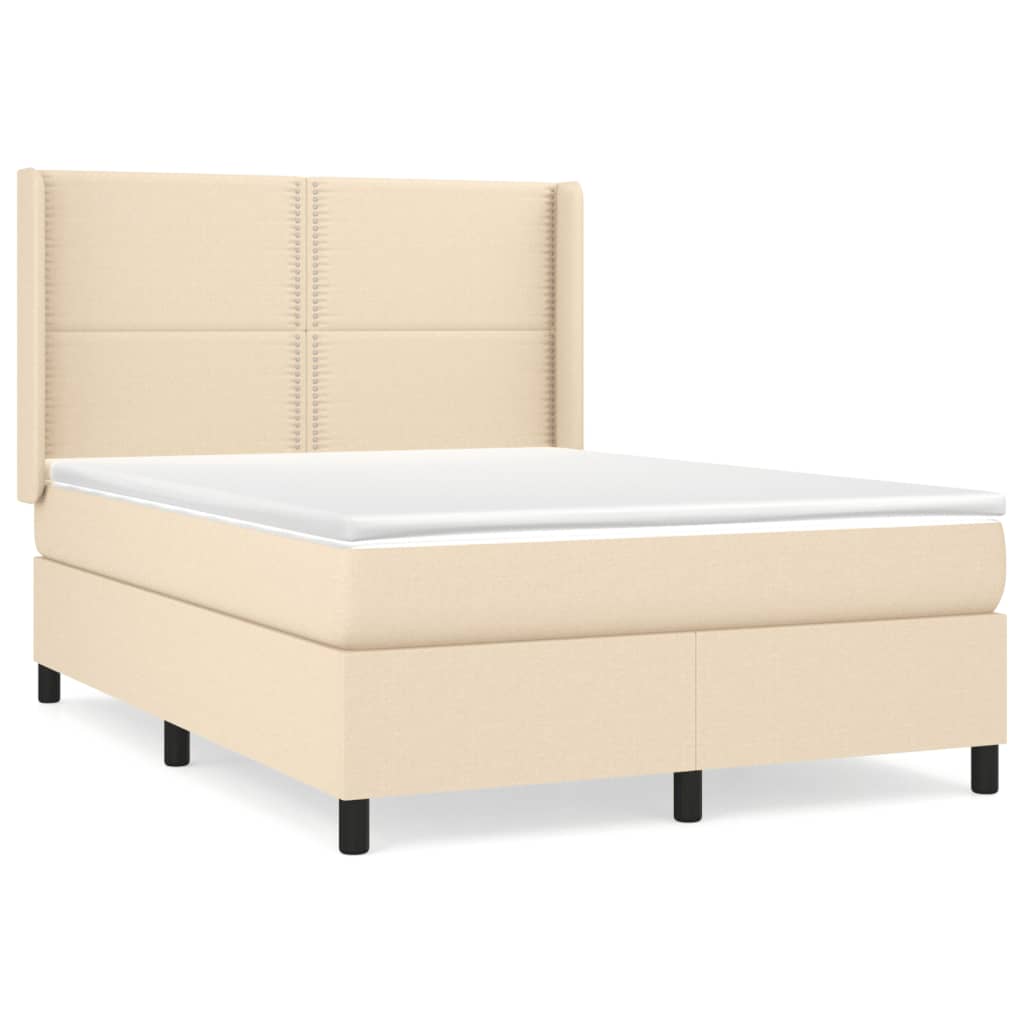 Pat box spring cu saltea, crem, 140x200 cm, textil GartenMobel Dekor