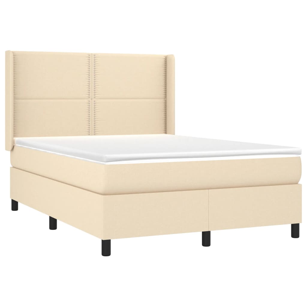 Pat box spring cu saltea, crem, 140x200 cm, textil GartenMobel Dekor
