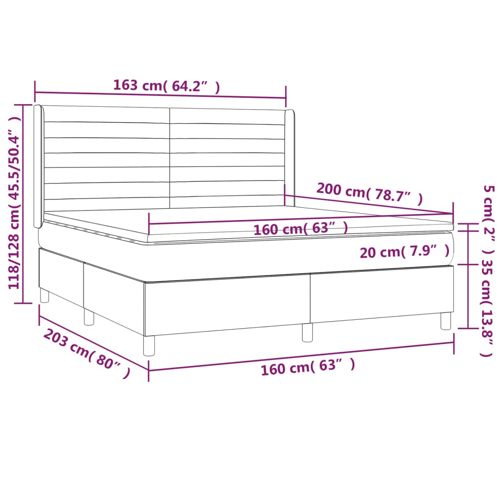 Pat box spring cu saltea, crem, 160x200 cm, material textil GartenMobel Dekor
