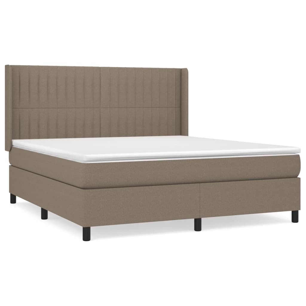 Pat continental cu saltea, gri taupe, 180x200 cm, textil GartenMobel Dekor