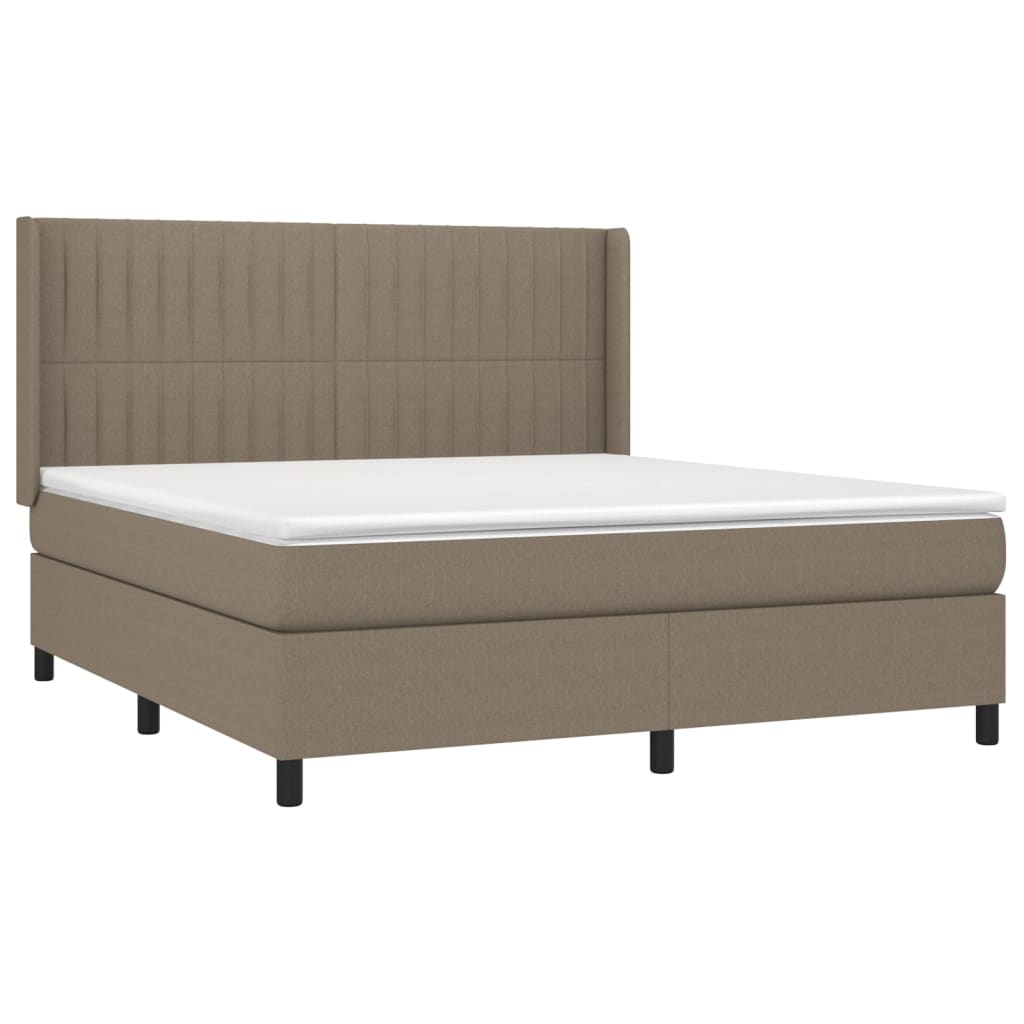 Pat continental cu saltea, gri taupe, 180x200 cm, textil GartenMobel Dekor