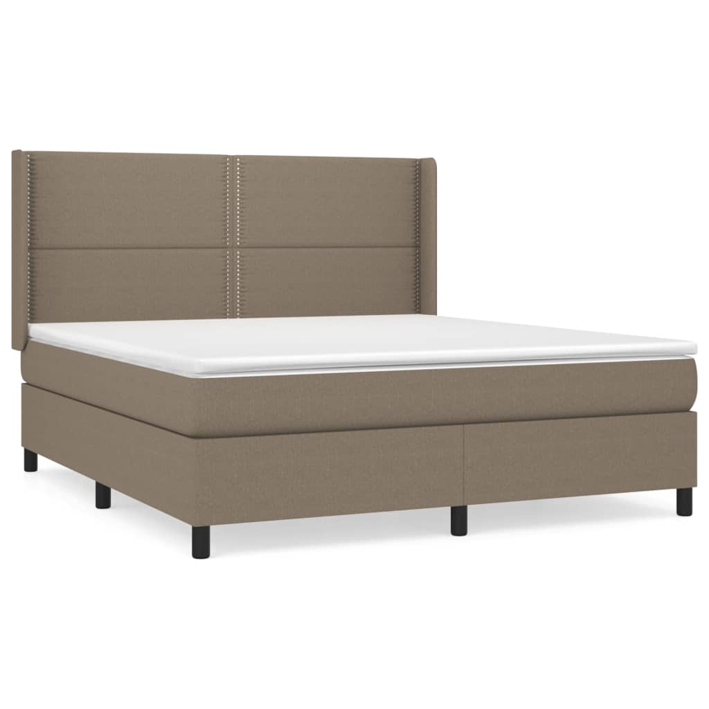 Pat continental cu saltea, gri taupe, 180x200 cm, textil GartenMobel Dekor