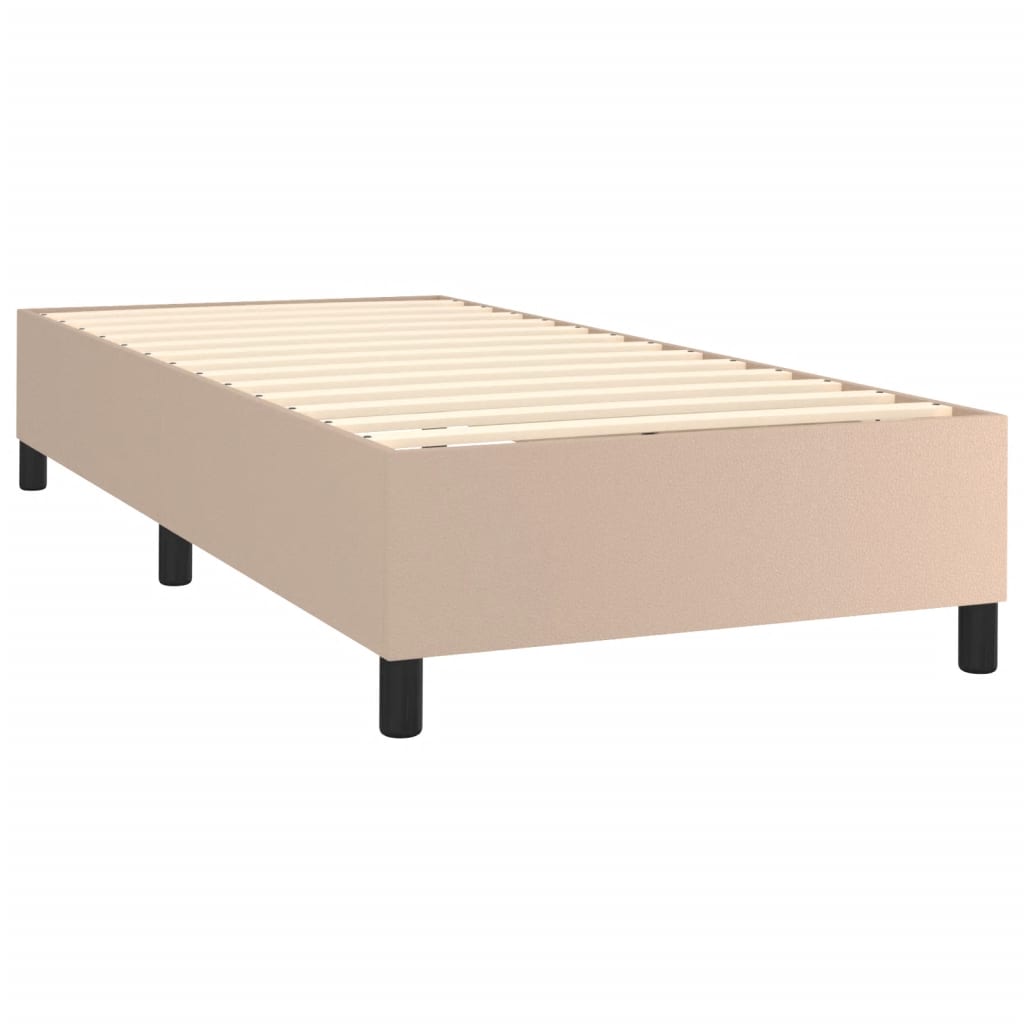 Pat box spring cu saltea, cappuccino, 100x200cm piele ecologică GartenMobel Dekor