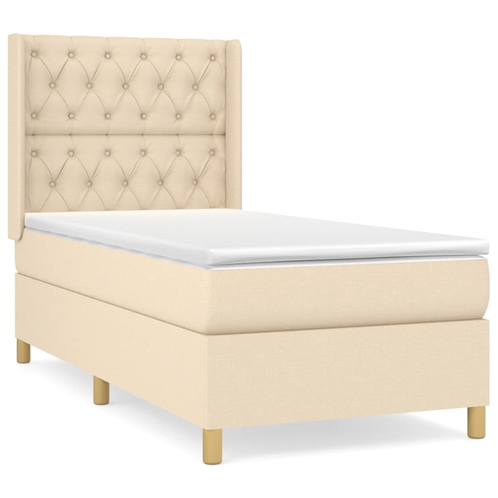 Pat box spring cu saltea, crem, 80x200 cm, textil GartenMobel Dekor