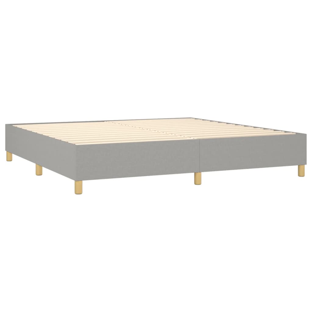 Pat box spring cu saltea, gri deschis, 200x200 cm, textil GartenMobel Dekor