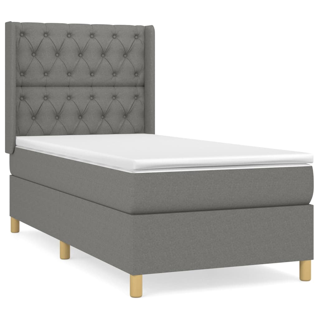 Pat box spring cu saltea, gri închis, 80x200 cm, textil GartenMobel Dekor