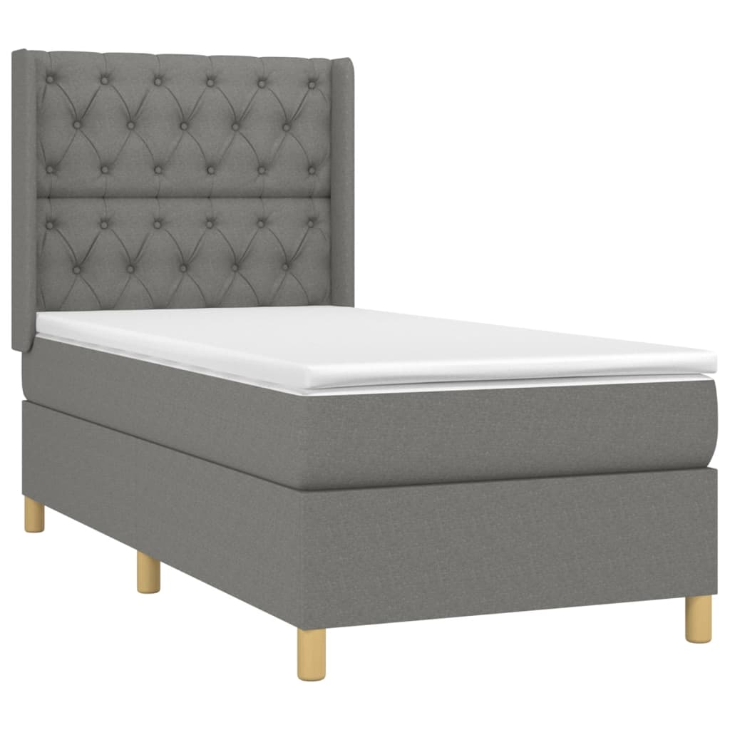 Pat box spring cu saltea, gri închis, 80x200 cm, textil GartenMobel Dekor