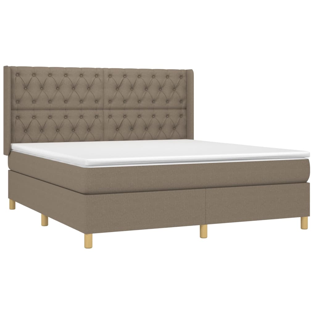 Pat box spring cu saltea, gri taupe, 160x200 cm material textil GartenMobel Dekor